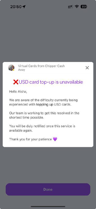 Chipper Cash USD卡维护中充值进卡功能暂不可用🌠频道： @ArgunRiver🌌联系： @RightBankk
