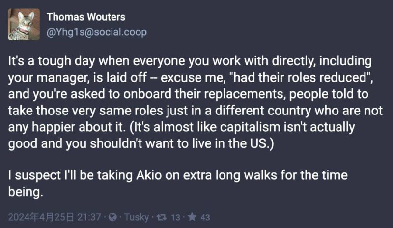 谷歌员工爆料Python基础团队原地解散继谷歌宣布关闭Google One VPN后的又一大动作具体来说，谷歌不是完全撤掉 Python 基础团队，而是将原先在美国的团队解雇，在德国慕尼黑重新组建团队